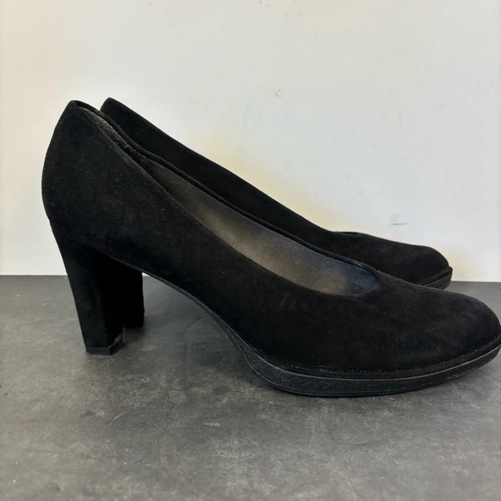 Stuart Weitzman Black Suede Block Heel Pumps EU 42 US 11 Made in Spain